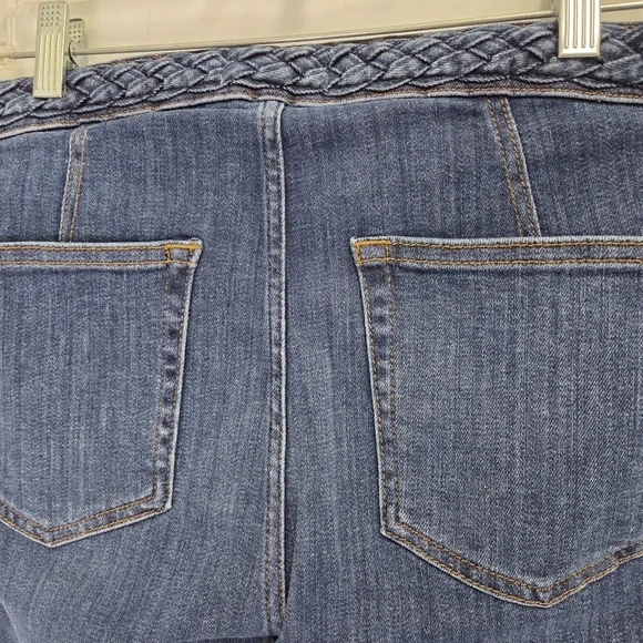 Frame Istanbul Braided High Waist Crop Mini Bootcut Jeans Medium Wash Size 29 - Picture 4 of 7